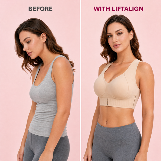 LiftAlign posture bra - before and after posture comparison