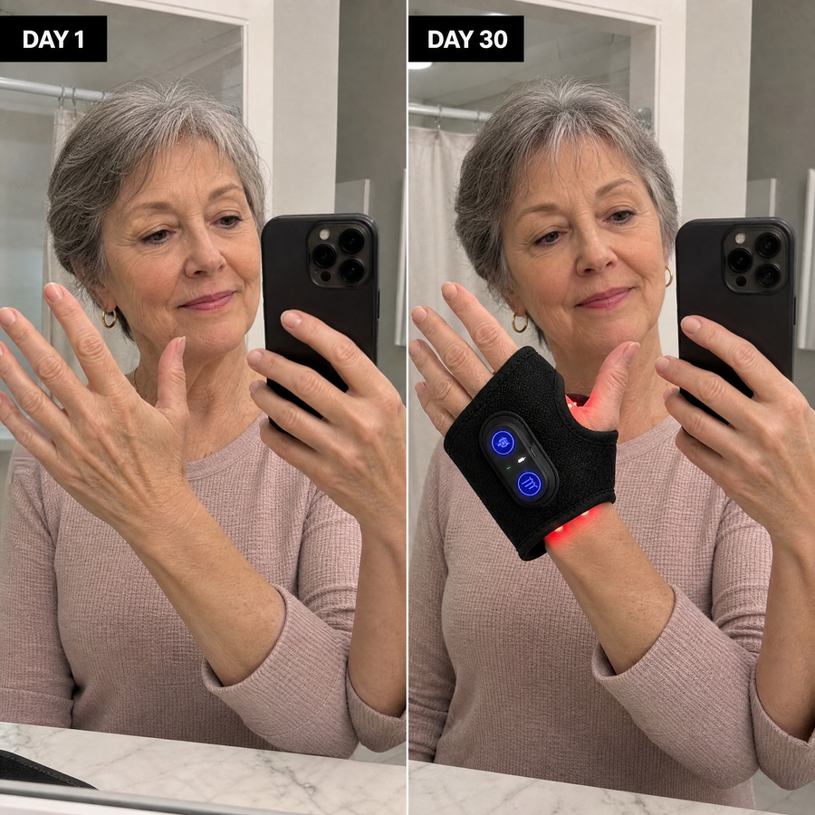 LumiHand red light hand wrap - before after ugc