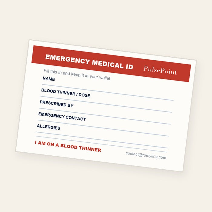 Emergency medical ID card